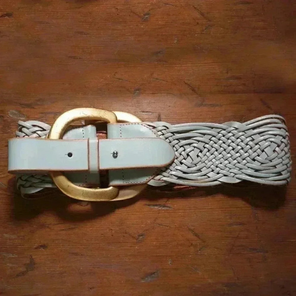 Linea Pelle Light Blue Woven Brass D-Rings Hip Belt Size S - Picture 2 of 4